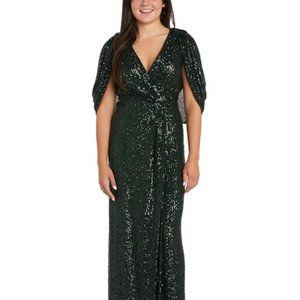 Nightway Dark Green Sequin Gown Size 12